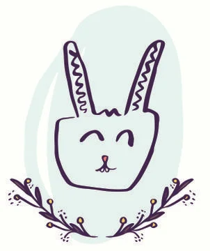 Greeting card with easter bunny drawing Illustrazione stock