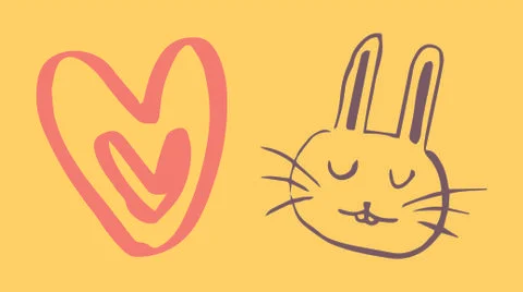 Greeting card with easter bunny drawing イラスト素材