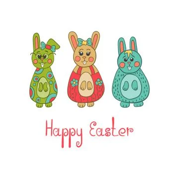 Greeting card with Easter bunny Stock Illustration
