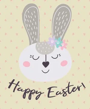 Greeting card with an Easter bunny.Happy Easter Stock Illustration
