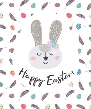 Greeting card with Easter bunny.Happy Easter Stock Illustration