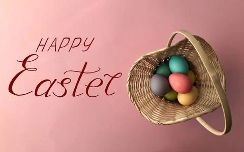 Greeting card for Easter with eggs and the text - "Happy Easter" Stock Photos