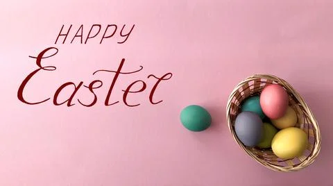 Greeting card for Easter with eggs and the text - "Happy Easter" Stock Photos