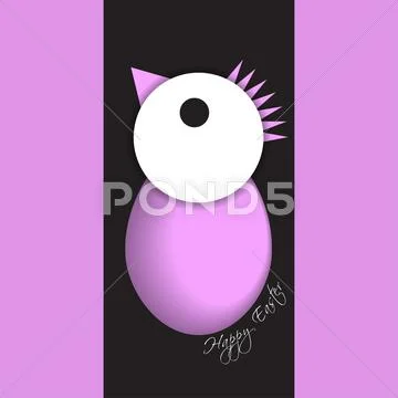 Greeting card - Easter mohawk chicken egg Stock Illustration