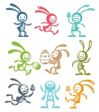 Greeting card Easter rabbit vector illustration Illustrazione stock