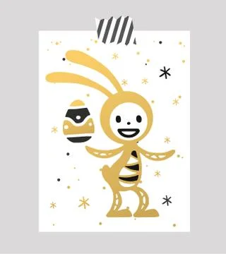 Greeting card Easter rabbit vector illustration Stock Illustration