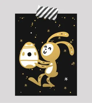 Greeting card Easter rabbit vector illustration Stock Illustration