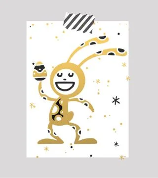 Greeting card Easter rabbit vector illustration Stock Illustration