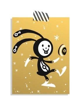 Greeting card Easter rabbit vector illustration Illustrazione stock