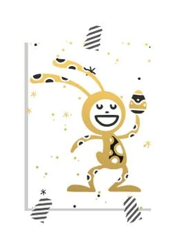 Greeting card Easter rabbit vector illustration Illustrazione stock