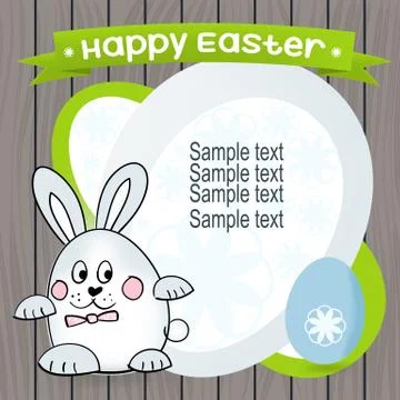 Greeting card with Easter. Vector with hand-drawn Bunny and the Easter egg an 库存插图