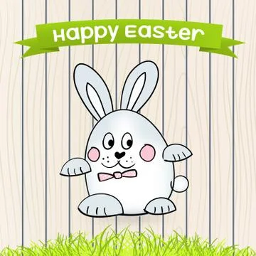 Greeting card with Easter. Vector with hand-drawn Bunny and the Easter egg an Illustrazione stock