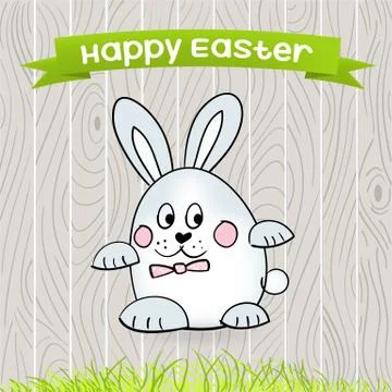 Greeting card with Easter. Vector with hand-drawn Bunny and the Easter egg an 库存插图