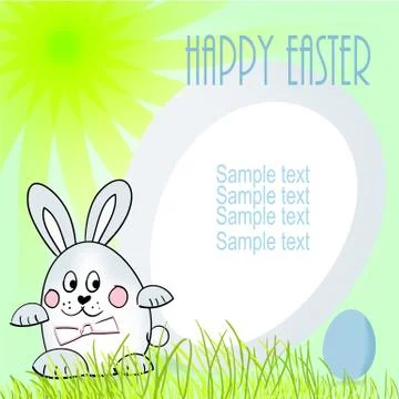 Greeting card with Easter. Vector with hand-drawn Bunny and the Easter egg an Illustrazione stock