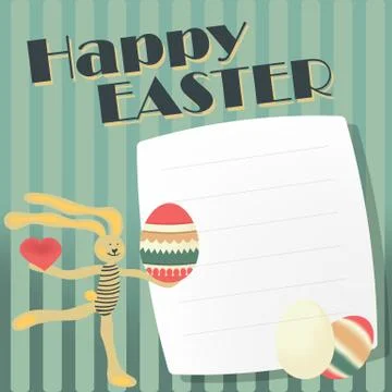 Greeting card with Easter. Vector with hand-drawn Bunny and the Easter egg an Stockillustratie