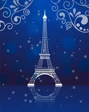 Greeting card with Eiffel tower Stock Illustration