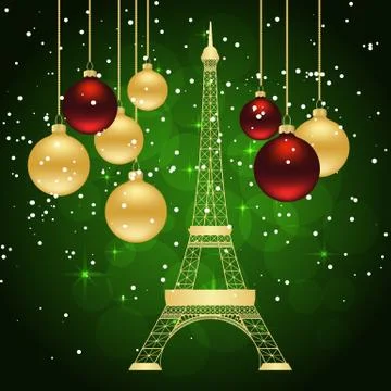 Greeting card with Eiffel tower Stock Illustration