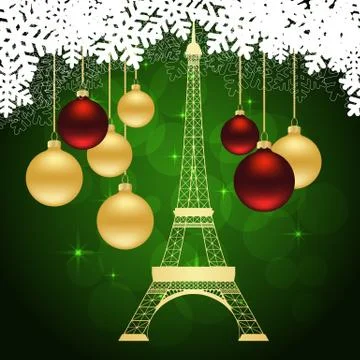 Greeting card with Eiffel tower Stock Illustration