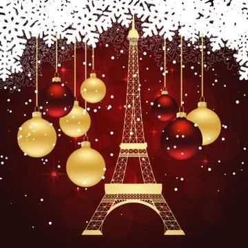 Greeting card with Eiffel tower Stock Illustration