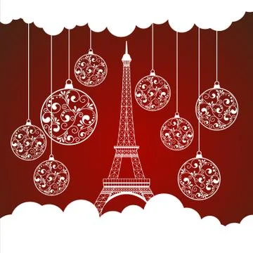 Greeting card with Eiffel tower Illustrazione stock