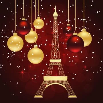 Greeting card with Eiffel tower Stock Illustration