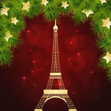 Greeting card with Eiffel tower Stock Illustration