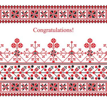 Greeting card with ethnic ornament pattern in white red Illustrazione stock