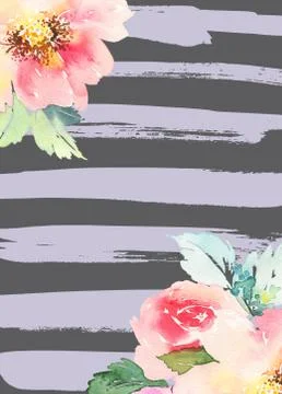 Greeting card with flowers Stock Illustration