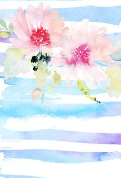 Greeting card with flowers Illustrazione stock