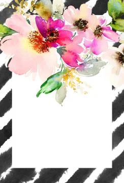 Greeting card with flowers Stock Illustration