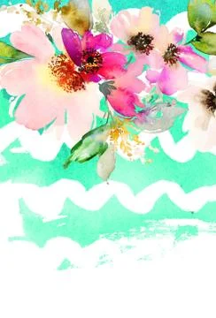 Greeting card with flowers Illustrazione stock