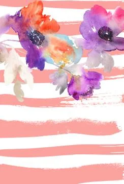 Greeting card with flowers Illustrazione stock