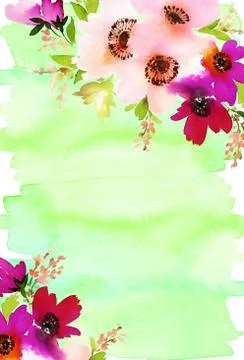 Greeting card with flowers Stock Illustration