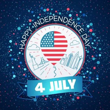 Greeting card  Fourth of July Stock Illustration