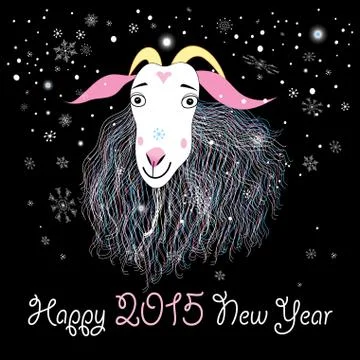 Greeting card with a goat Stock Illustration