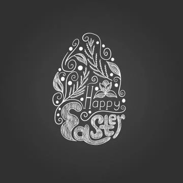 Greeting card with graphic easter egg on dark background Illustrazione stock