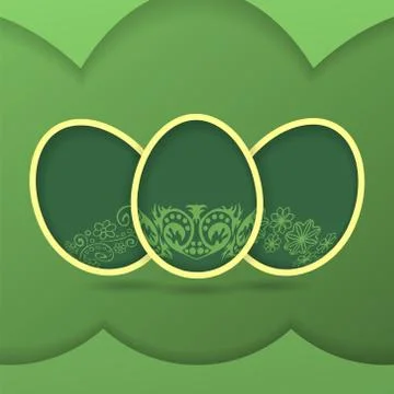 Greeting card with green Easter eggs Stock Illustration