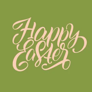 Greeting card Happy easter, hand drawn lettering vector illustration Illustrazione stock