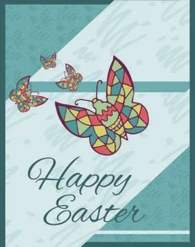 Greeting card with happy easter message Stock Illustration