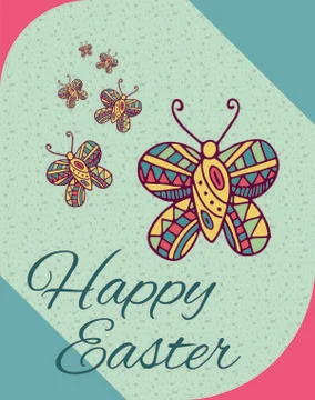 Greeting card with happy easter message Stock Illustration