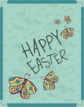 Greeting card with happy easter message Stock Illustration