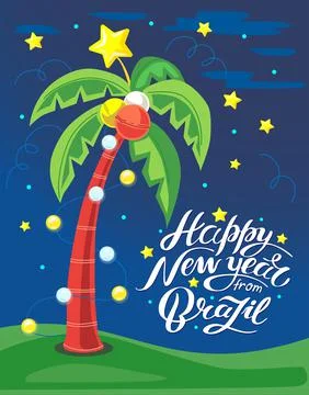 Greeting Card Happy New Year from Brazil Stock Illustration