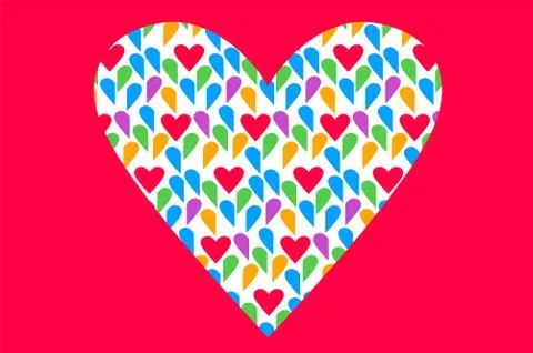 Greeting card with heart of pattern 스톡 일러스트