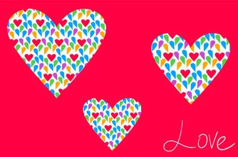 Greeting card with heart of pattern Stock Illustration