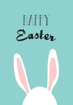 Greeting card with hipster Easter rabbit Stock Illustration