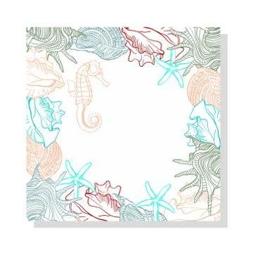 Greeting card, invitation with nautical elements. Vector composition. In memory 스톡 일러스트