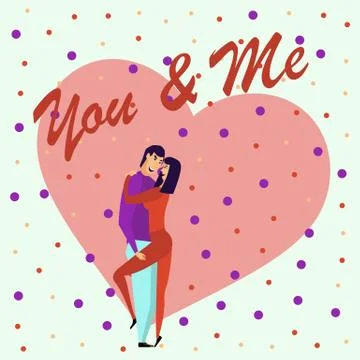 Greeting card with lovers. Young men and women characters Stock Illustration