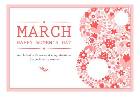 Greeting Card with March 8. Vector Illustration Stock Illustration