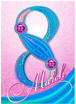 Greeting card on March Stock Illustration