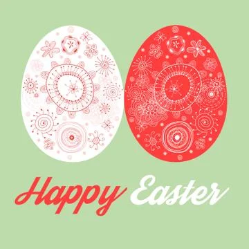 Greeting card with painted Easter eggs Stock Illustration